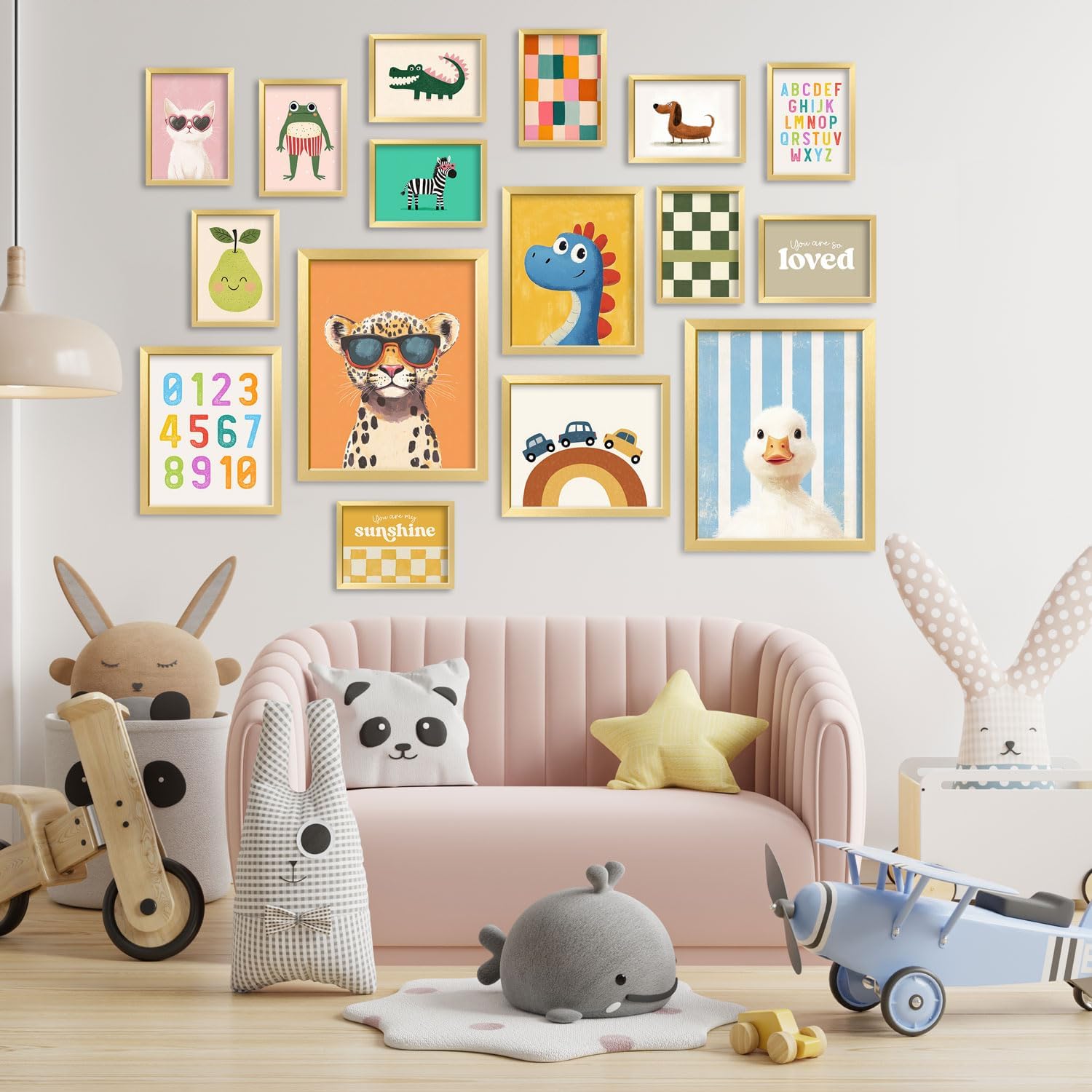 16-Piece Cute Animal Wall Art Set for Nurseries & Playrooms