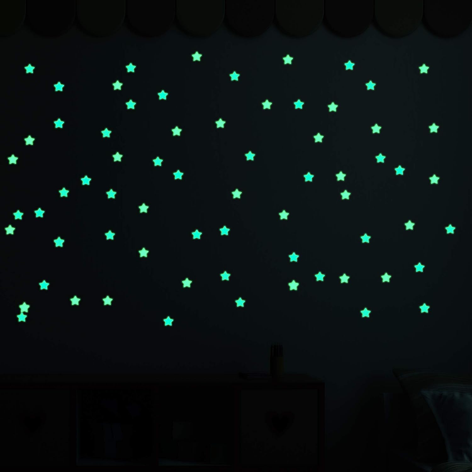 100-Piece Multicolor Glow-in-the-Dark Plastic Star Decals