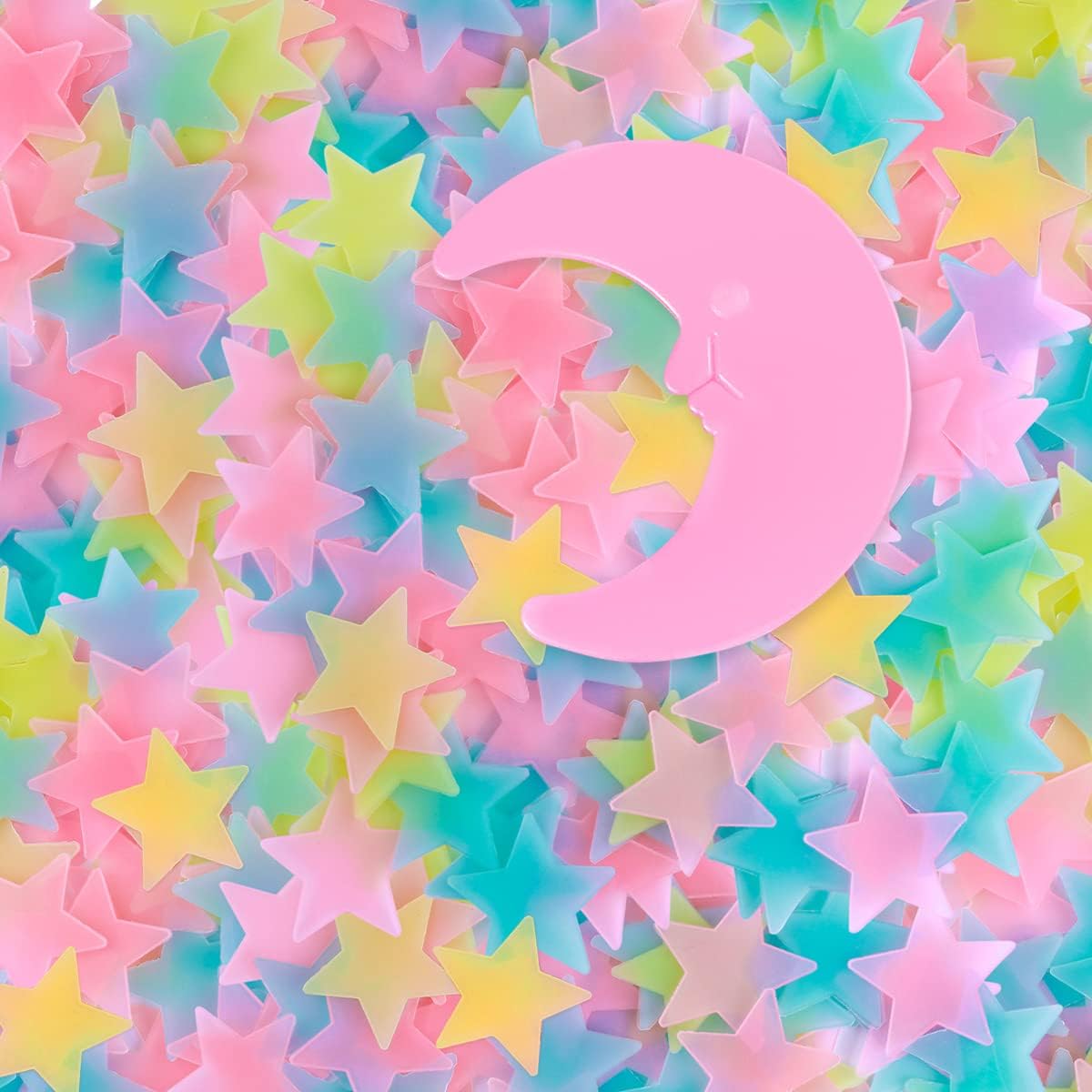 100-Piece Multicolor Glow-in-the-Dark Plastic Star Decals