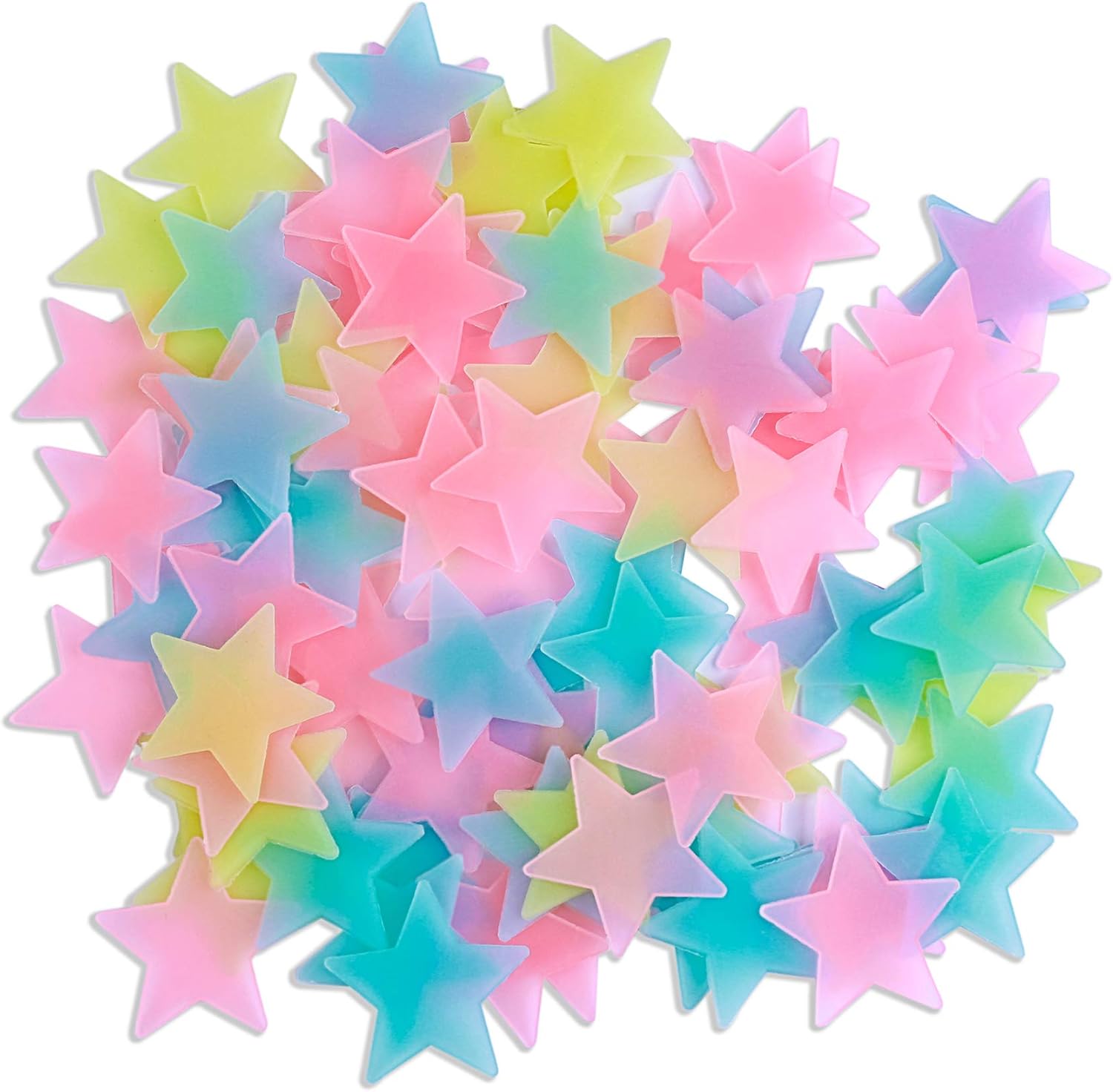 100-Piece Multicolor Glow-in-the-Dark Plastic Star Decals