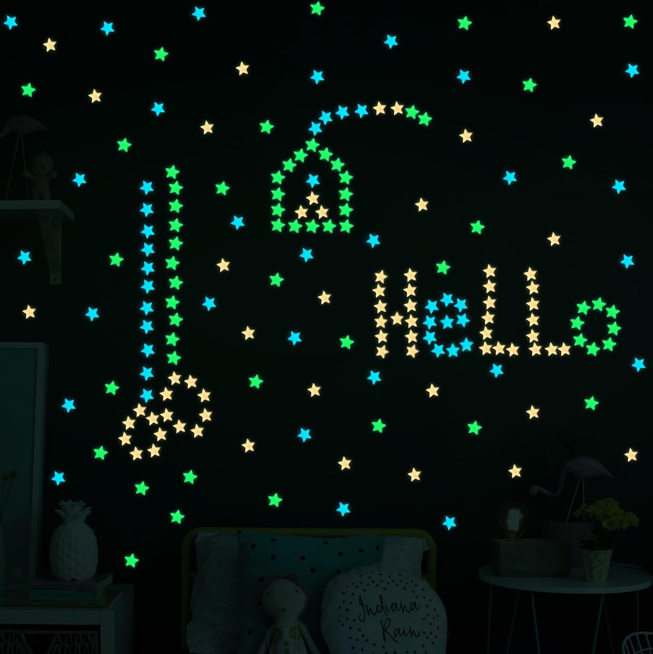 100-Piece Multicolor Glow-in-the-Dark Plastic Star Decals