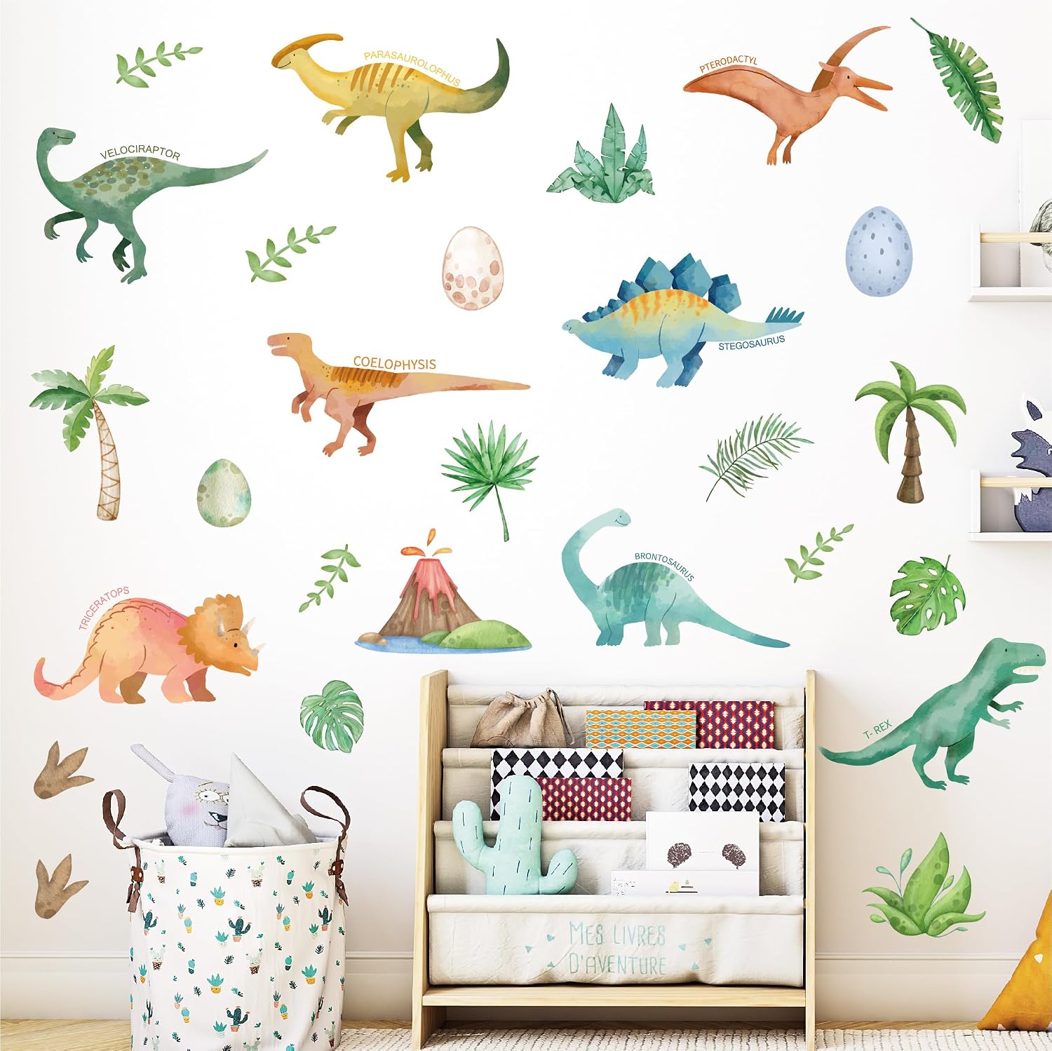 Watercolor Dinosaur Peel and Stick Wall Decals - 28 Pcs