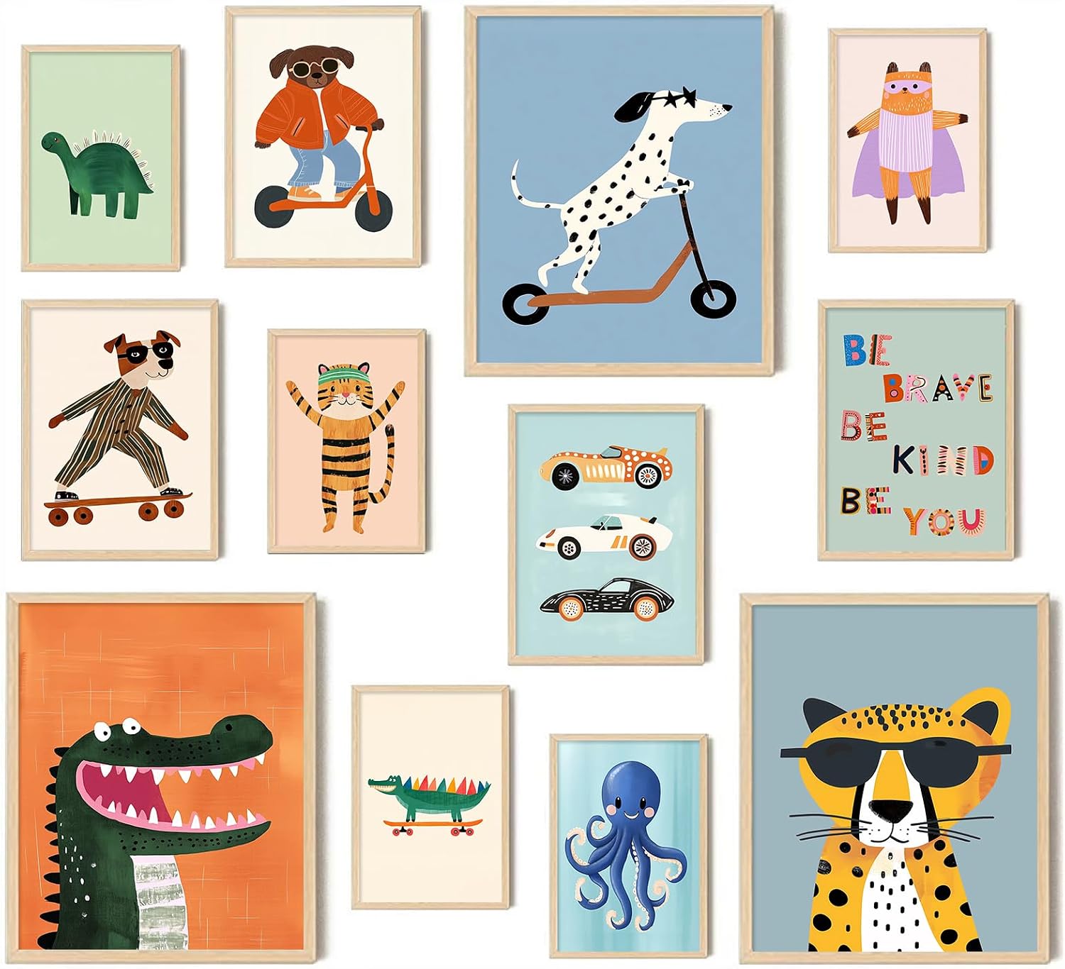 12-Piece Unframed Canvas Wall Art Set for Kids Nursery & Playroom