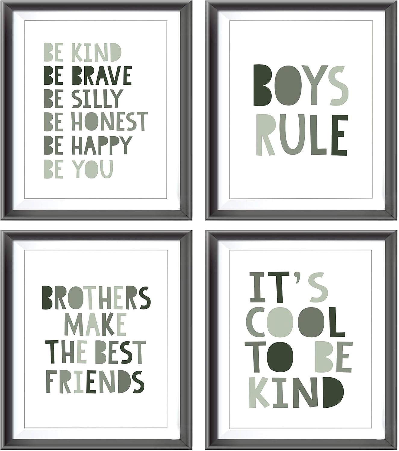 Brothers Rules Affirmation Wall Art Set, Boho Navy Blue, 4pcs 8x10