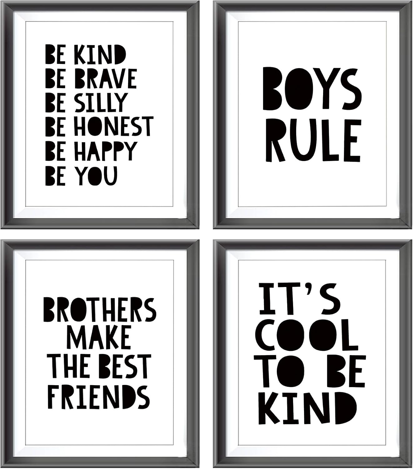Brothers Rules Affirmation Wall Art Set, Boho Navy Blue, 4pcs 8x10