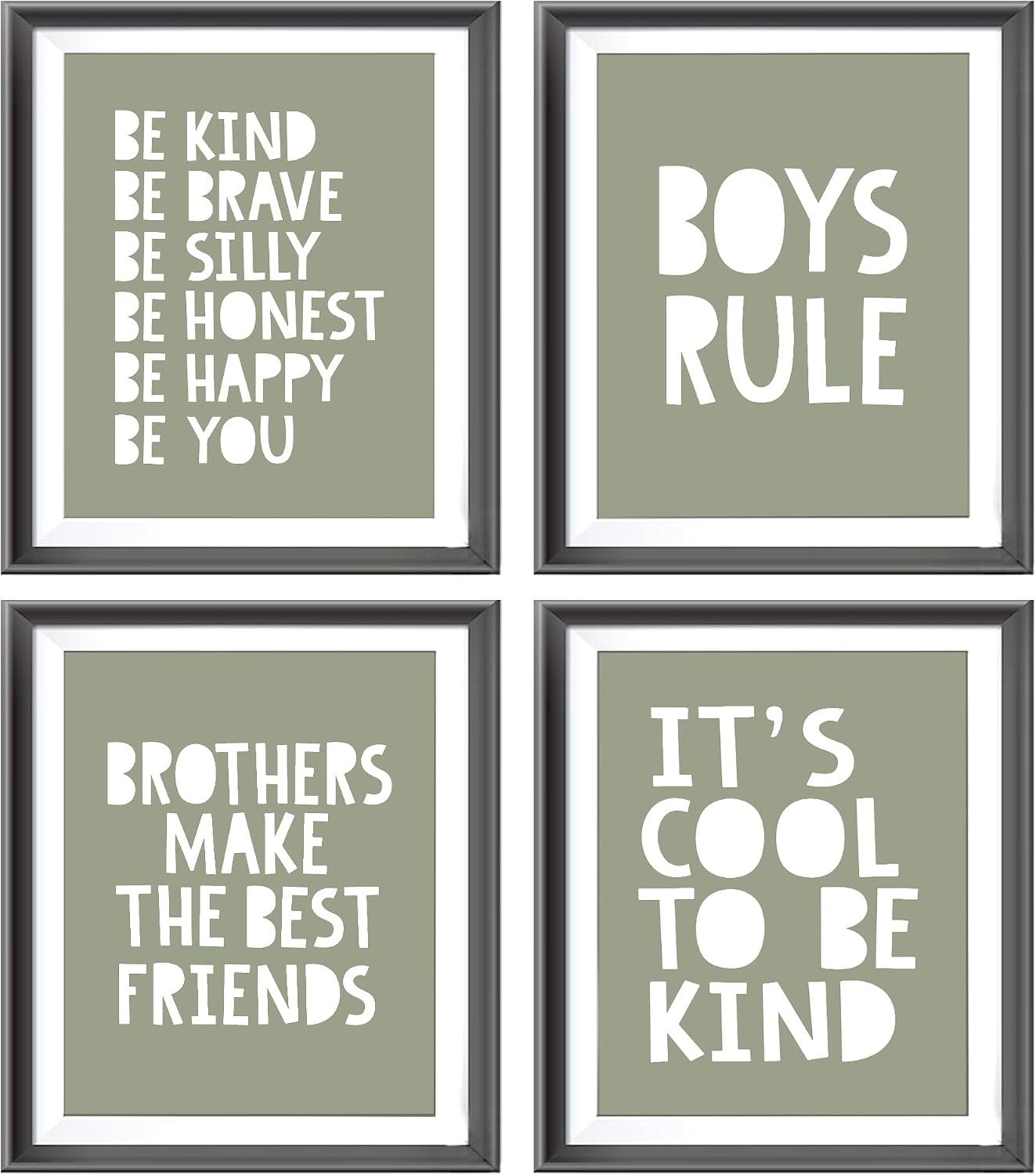 Brothers Rules Affirmation Wall Art Set, Boho Navy Blue, 4pcs 8x10
