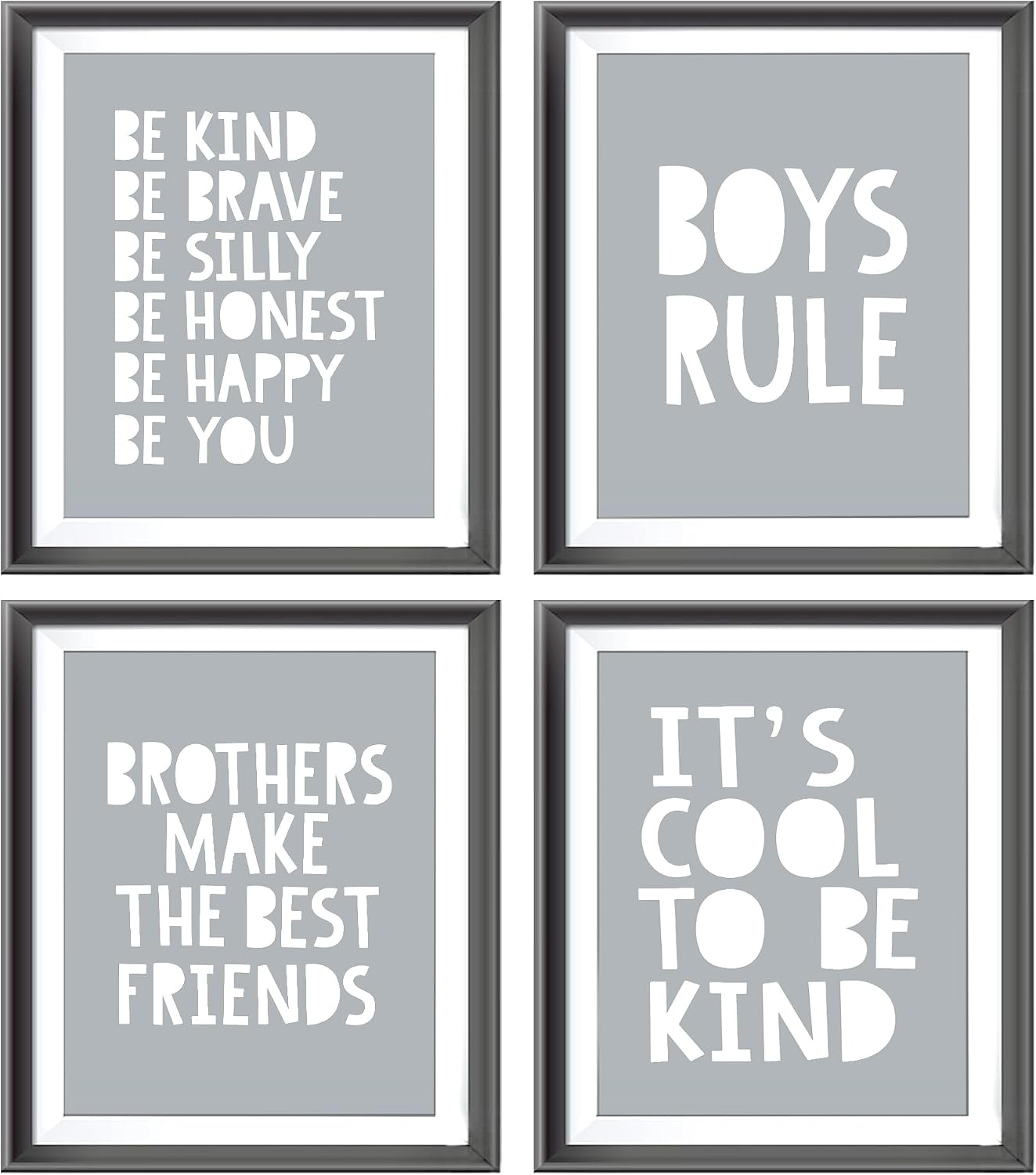 Brothers Rules Affirmation Wall Art Set, Boho Navy Blue, 4pcs 8x10