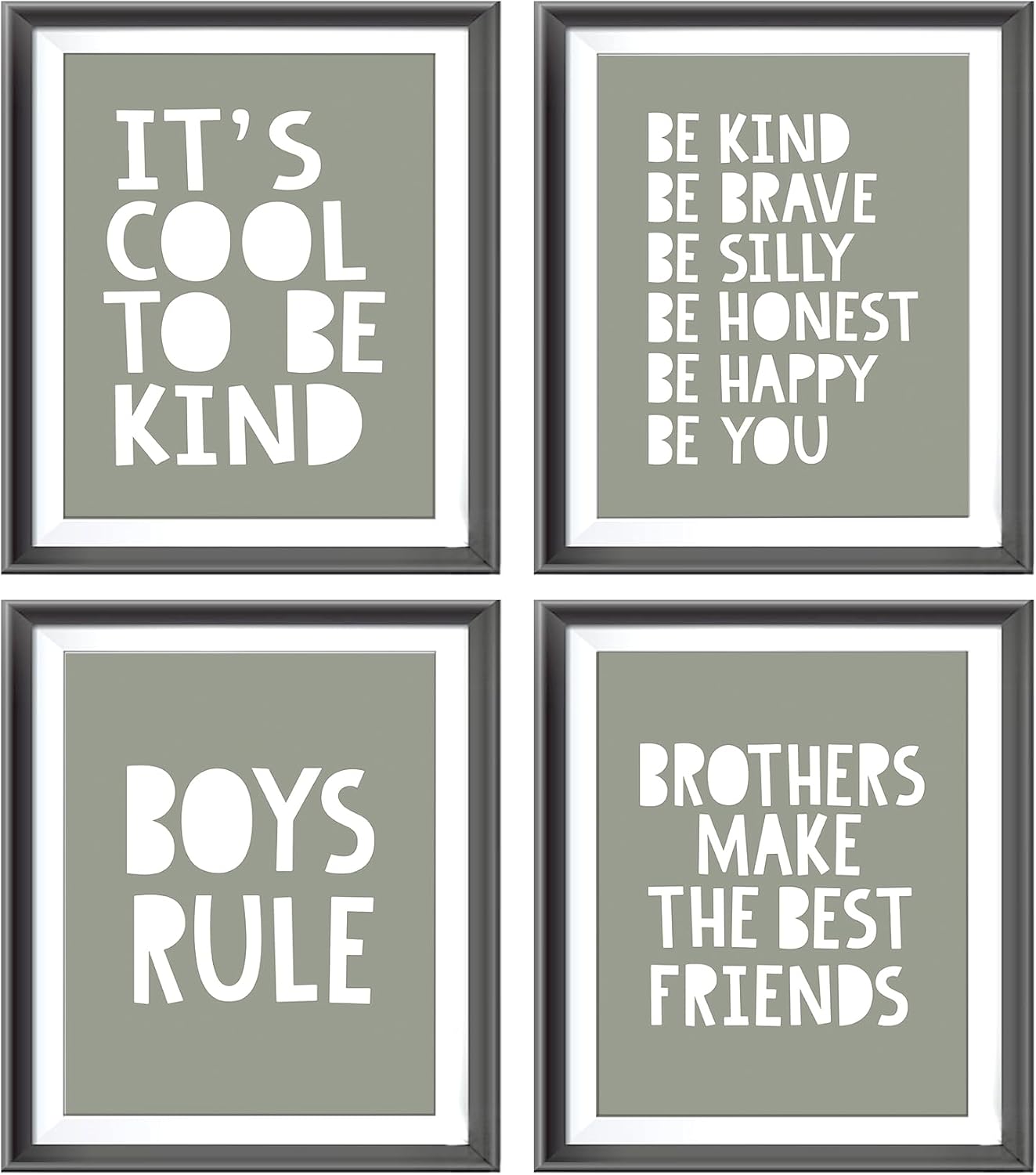 Brothers Rules Affirmation Wall Art Set, Boho Navy Blue, 4pcs 8x10