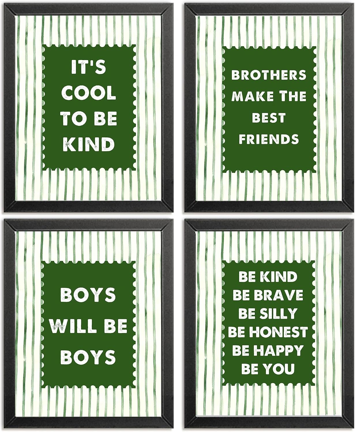 Brothers Rules Affirmation Wall Art Set, Boho Navy Blue, 4pcs 8x10