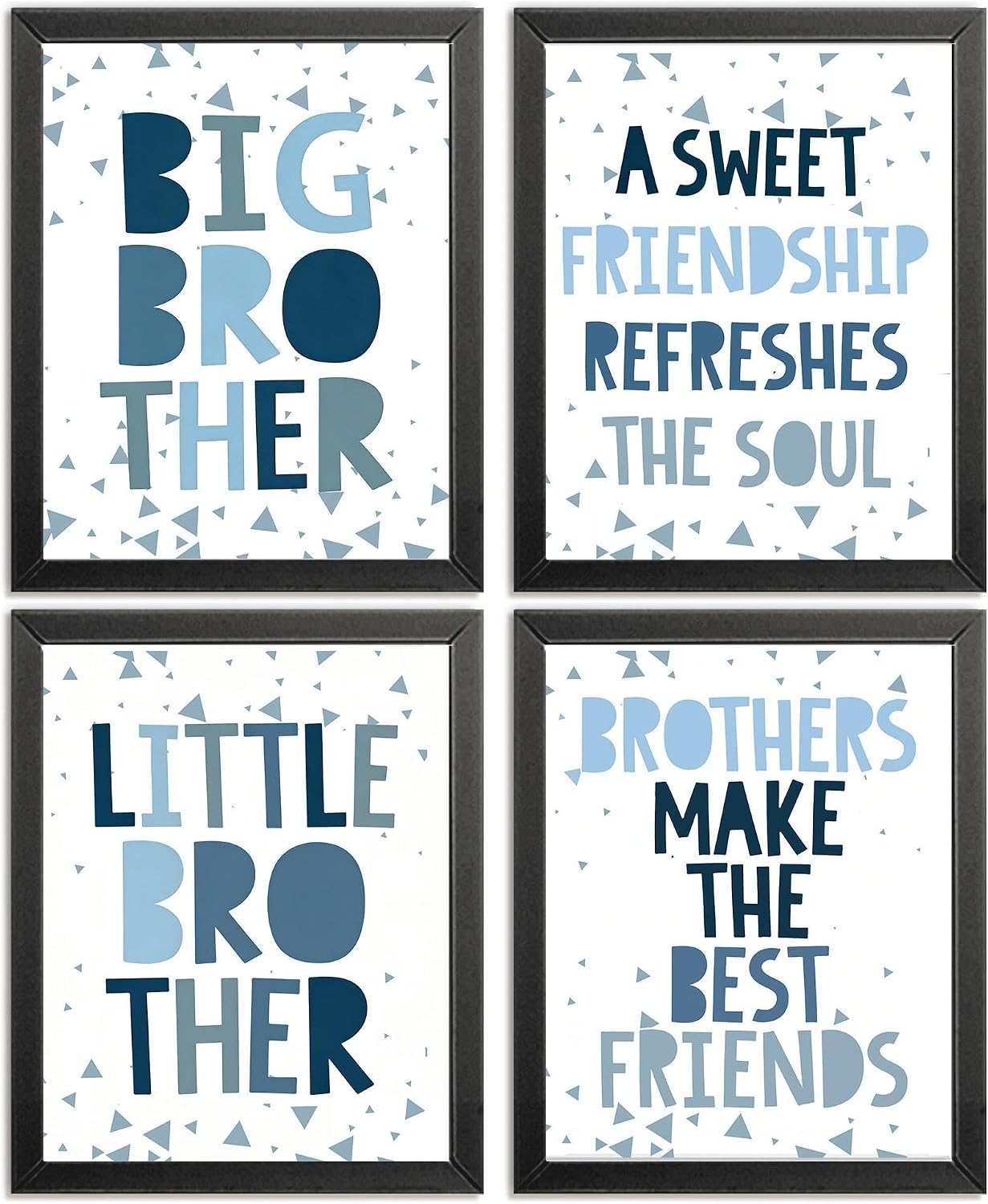 Brothers Rules Affirmation Wall Art Set, Boho Navy Blue, 4pcs 8x10