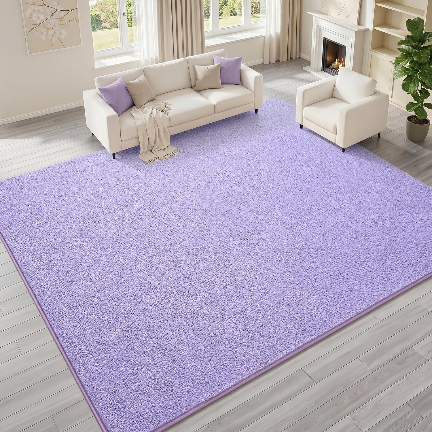 4x6 Lavender Purple Low Pile Rug for Kids' Rooms & Nurseries