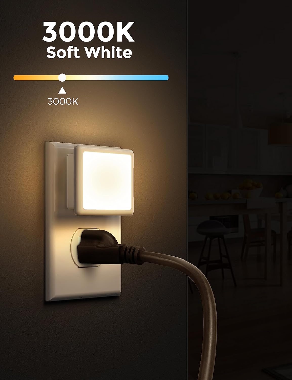 L LOHAS LED Plug-in Night Lights 2-Pack, 0.3W, 3000K Soft White
