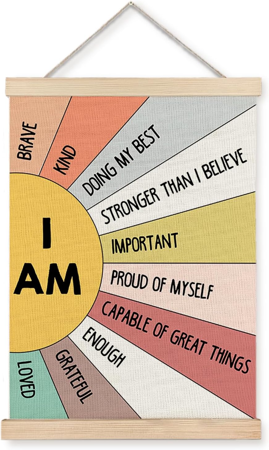 I Am Kind I Am Brave Affirmation Wall Art for Kids, 12x16